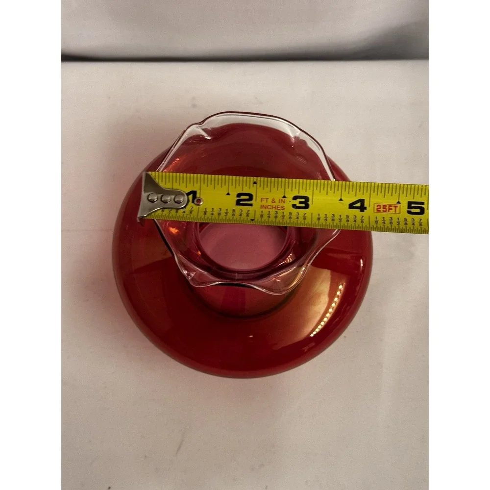 Vintage Antique  Cranberry Flashed Ruffle Glass‎ Vase